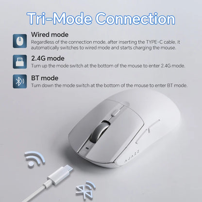 AJAZZ AJ139 V2 MC PAW3311 Wireless Gaming Mouse with RGB Magnetic Charging Base 24000DPI Bluetooth/Wired Mice,PC Gamer